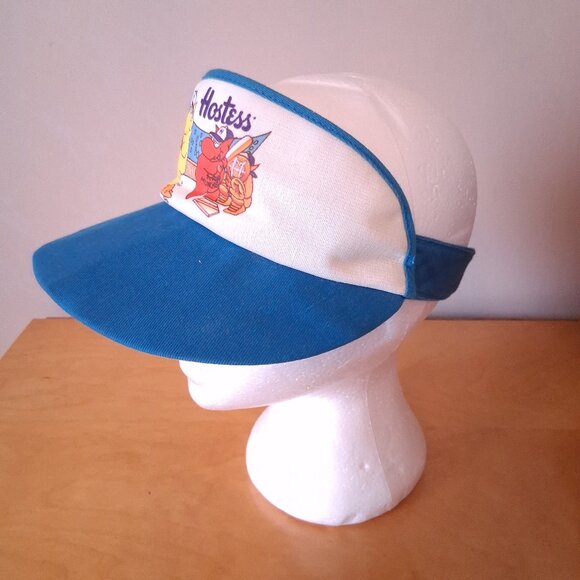 Damaged 1980s Blue Hostess Munchies Playing Baseball Sun Visor / Visor Hat - Picture 3 of 10